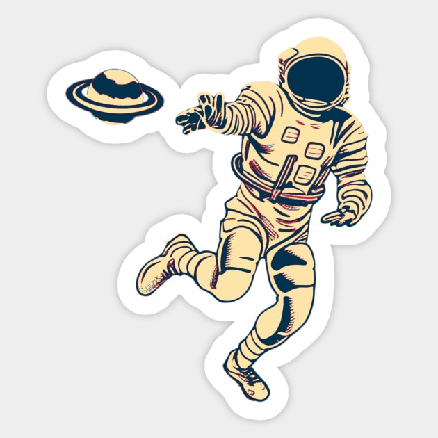 Astronaut Playing Football Sticker by DesignArchitect